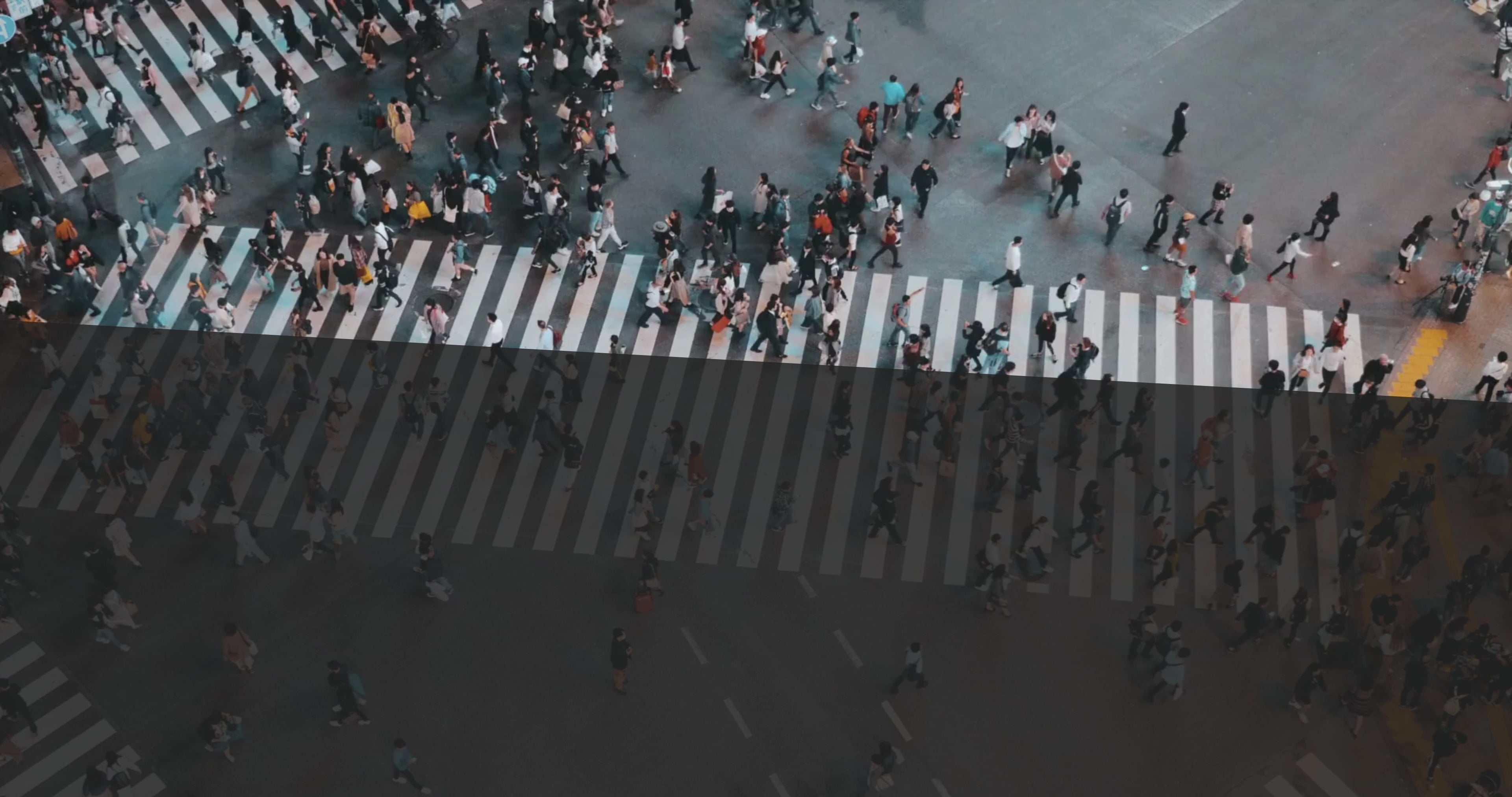 Video of several people walking at a busy intersection of a city not knowing who to talk to.